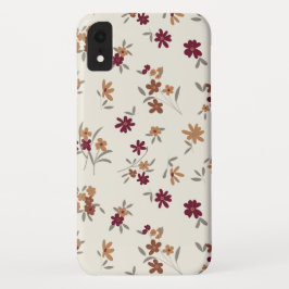 Funda Para iPhone XR Patrón floral Oro Gris marrón Ditsy