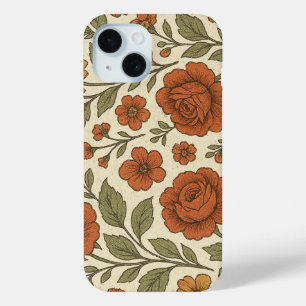 Funda Para iPhone 15 Patrón Floral Otoñal Vintage – Botánica Rústica
