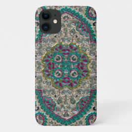 Funda Para iPhone 11 Patrón floral paisley bohemio verde azulado de pla