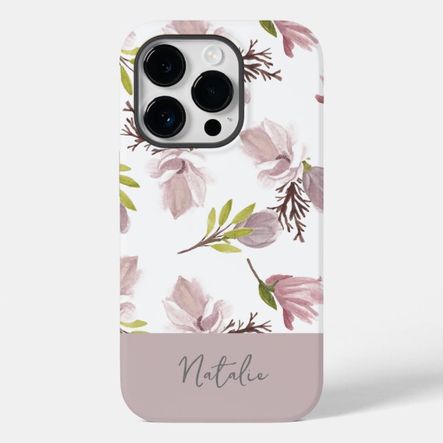 Funda De Case-Mate Para iPhone Patrón floral pastel lindo guión personalizado (Reverso )