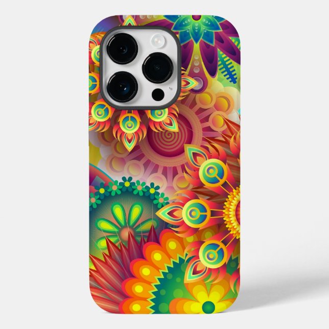 Funda De Case-Mate Para iPhone Patrón floral psicodélico (Reverso )