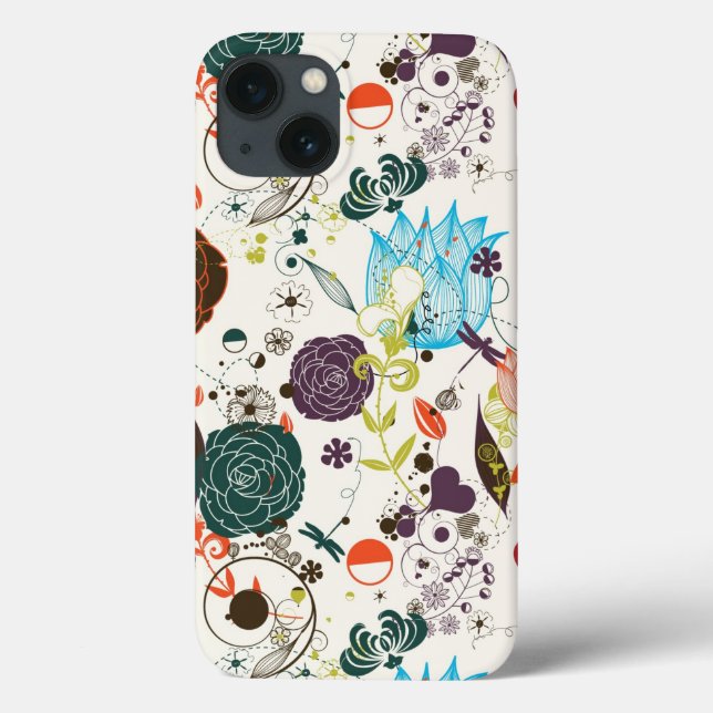 Funda De Case-Mate Para iPhone Patrón floral retro 2 (Reverso)