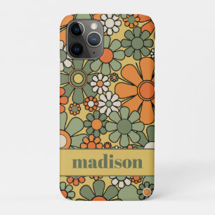 Funda Para iPhone 11 Pro Patrón floral retro 60 s 70 personalizado