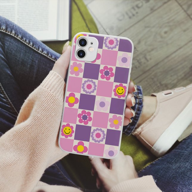 Funda De Case-Mate Para iPhone Patrón Floral Retro Cuadros Y2K (Subido por el creador)