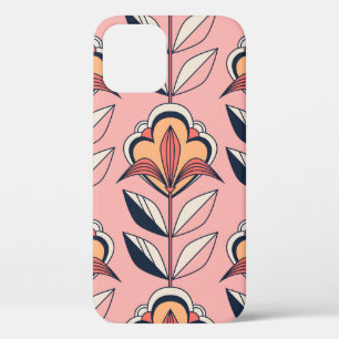 Funda Para iPhone 12 patrón floral retro transparente