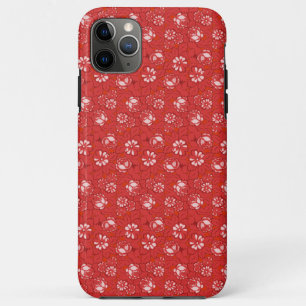 Funda Para iPhone 11 Pro Max Patrón floral rojo en estilo vintage romántico