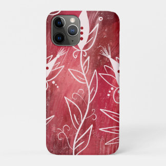 Funda Para iPhone 11 Pro Patrón floral rojo y blanco