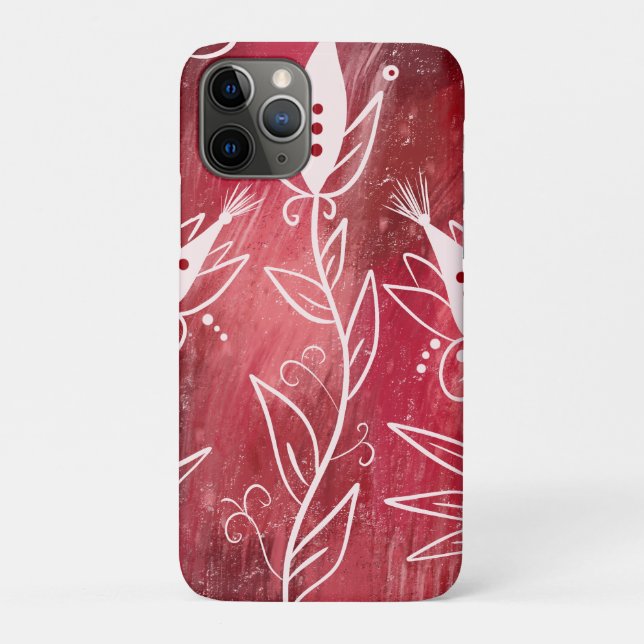 Funda De Case-Mate Para iPhone Patrón floral rojo y blanco (Reverso)