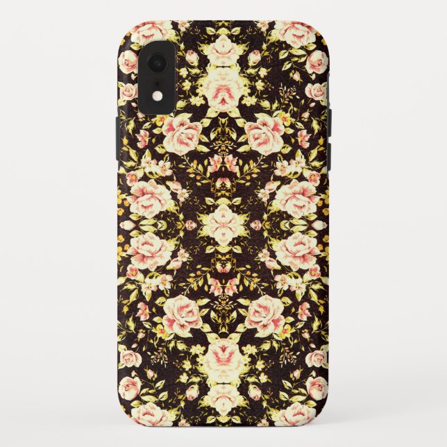Funda De Case-Mate Para iPhone Patrón floral rosa bonito, amarillo (Reverso)