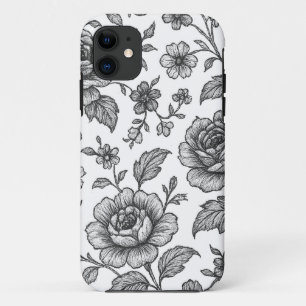Funda Para iPhone 11 Patrón floral Rosa de época