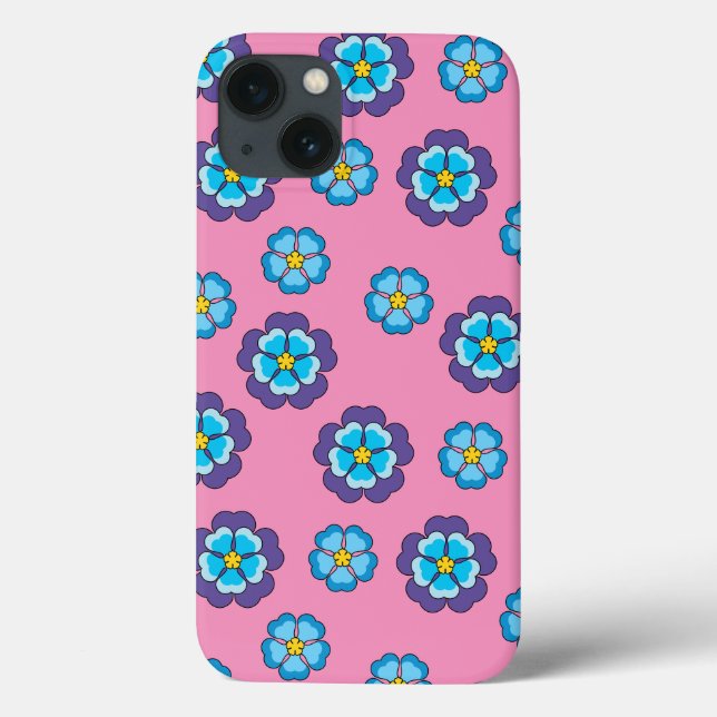Funda De Case-Mate Para iPhone Patrón floral rosa violeta azul (Reverso)