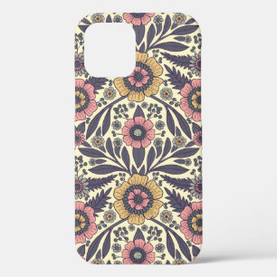 Funda Para iPhone 12 Patrón floral rosa y azul sin problemas