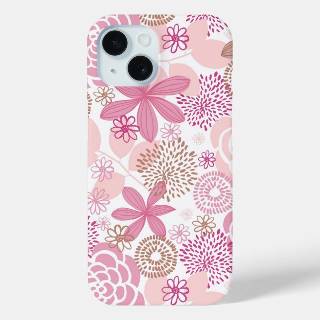 Funda De Case-Mate Para iPhone Patrón floral rosa y marrón (Reverso )