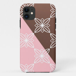 Funda Para iPhone 11 Patrón floral rosa y marrón chocolate