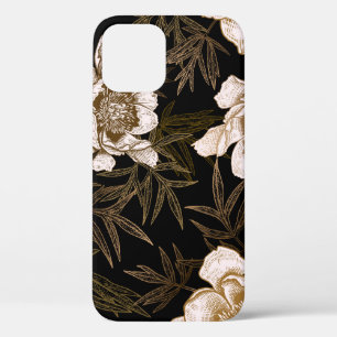Funda Para iPhone 12 Patrón floral sin fisuras. Flores de jardín peonía
