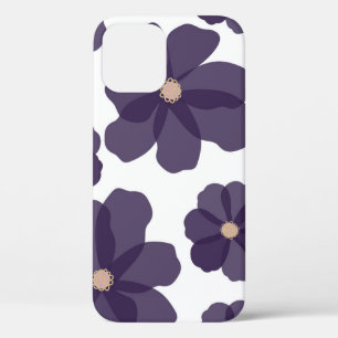 Funda Para iPhone 12 Patrón floral sin soldadura con púrpura dibujado a