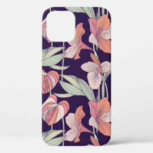 Funda Para iPhone 12 Patrón floral sin soldadura, flor, orquídea, moder