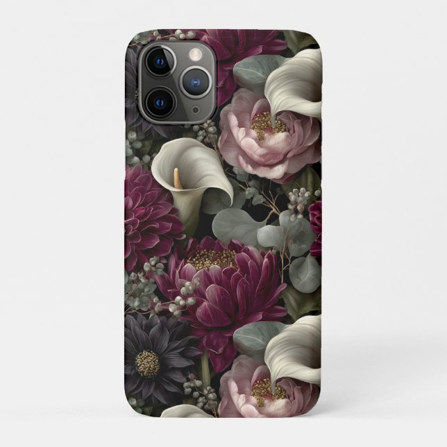 Funda De Case-Mate Para iPhone Patrón floral temperamental con dalias y calas (Reverso)