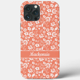 Funda Para iPhone XR Patrón Floral Tropical Girly Coral Peach