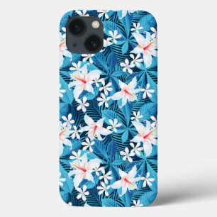 Funda Para iPhone 13 Patrón floral tropical Hibiscus