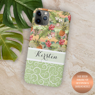 Funda Para iPhone 11 Pro Max Patrón floral tropical personalizado de piñas colo