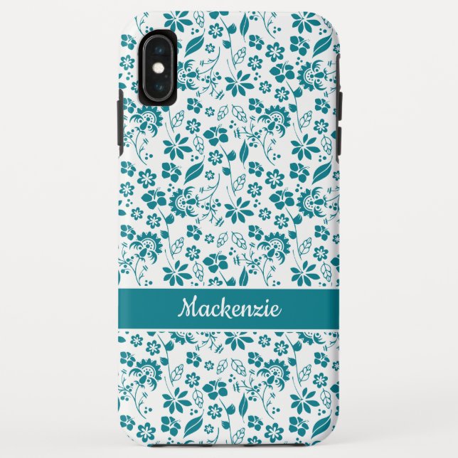 Funda De Case-Mate Para iPhone Patrón floral tropical turquesa Verde azulado mode (Reverso)