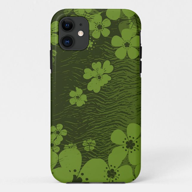 Funda De Case-Mate Para iPhone Patrón floral verde (Reverso)