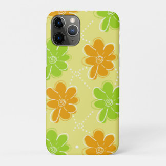 Funda Para iPhone 11 Pro Patrón floral verde y naranja