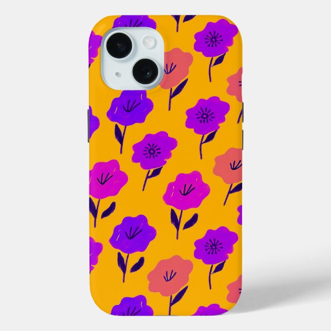 Funda De Case-Mate Para iPhone Patrón floral vibrante (Reverso )