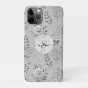 Funda Para iPhone 11 Pro Patrón floral vintage sobre fondo gris ruso
