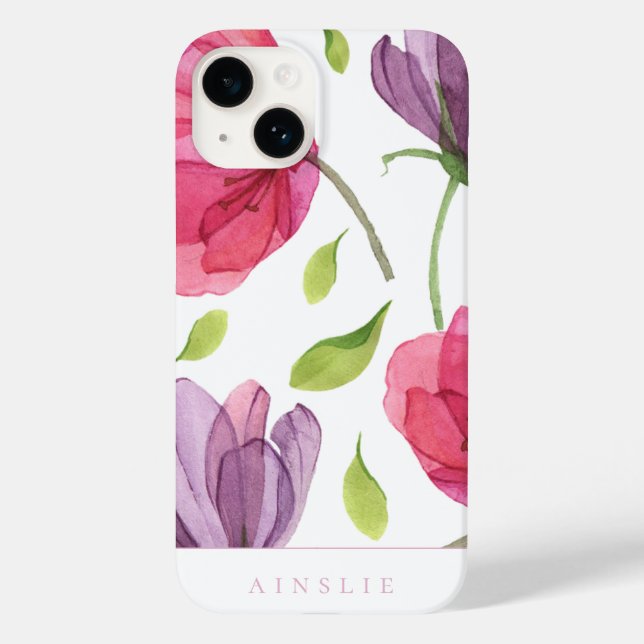Funda De Case-Mate Para iPhone Patrón floral violeta tenue (Reverso )