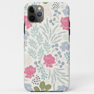 Funda Para iPhone 11 Pro Max Patrón floral y de follaje ilustrado a mano en cre
