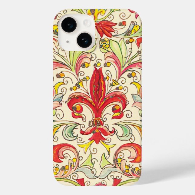 Funda De Case-Mate Para iPhone Patrón florentino italiano Fleur de Lis (Reverso )