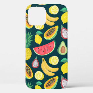 Funda Para iPhone 12 patrón fluido de frutas tropicales