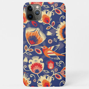 Funda Para iPhone 11 Pro Max 💛 🧡 💙 Patrón folclórico con flores amar