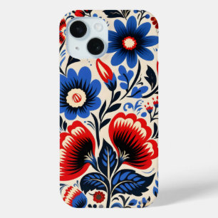Funda Para iPhone 15 Patrón folclórico de flores coloridas