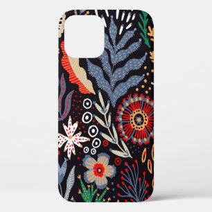 Funda Para iPhone 12 Patrón folclórico, diseño textil sin fisuras con b