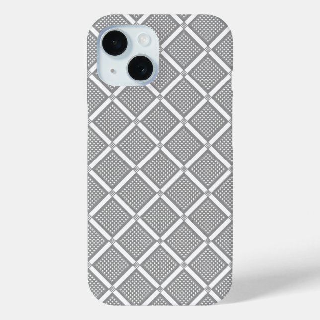 Funda De Case-Mate Para iPhone Patrón geométrico a cuadros gris y blanco (Reverso )