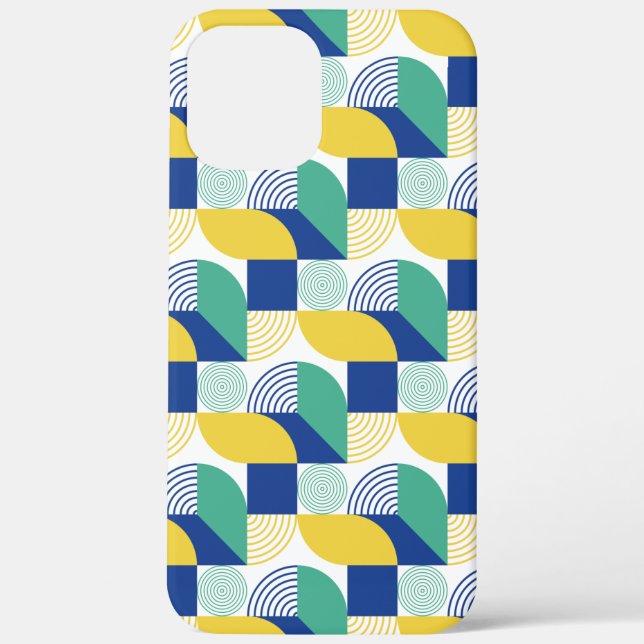 Funda De Case-Mate Para iPhone Patrón geométrico abstracto de amarillo verde azul (Reverso )