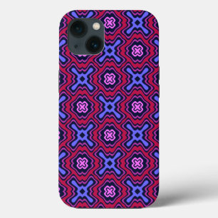Funda Para iPhone 13 Patrón geométrico arábigo en rosa vibrante y bl