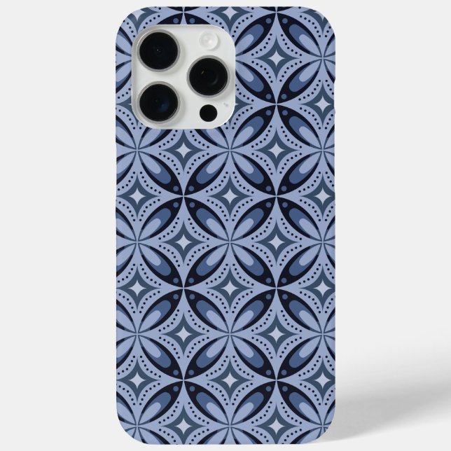 Funda De Case-Mate Para iPhone Patrón geométrico azul estilo retro (Reverso )