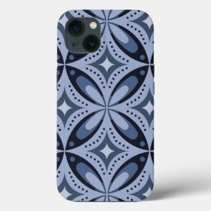 Funda Para iPhone 13 Patrón geométrico azul estilo retro