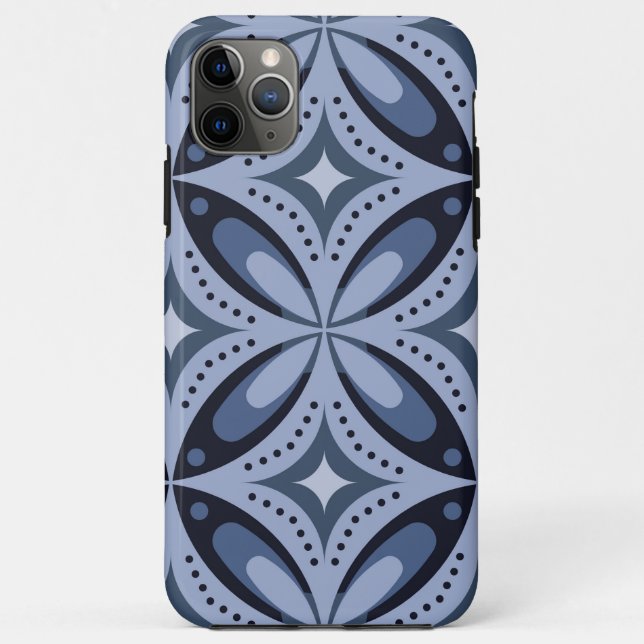 Funda De Case-Mate Para iPhone Patrón geométrico azul estilo retro (Reverso)