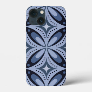 Funda Para iPhone 13 Mini Patrón geométrico azul estilo retro