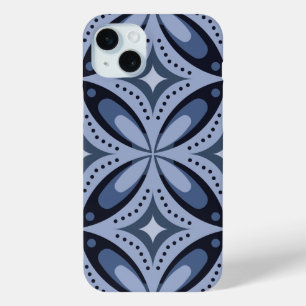 Funda Para iPhone 15 Mini Patrón geométrico azul estilo retro