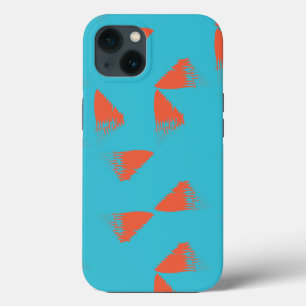 Funda Para iPhone 13 Patrón geométrico azul, naranja, vibrante y a la m