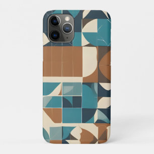 Funda Para iPhone 11 Pro Patrón geométrico azul oscuro, verde azulado, marr