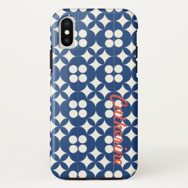 Funda De Case-Mate Para iPhone Patrón geométrico azul personalizado (Reverso)