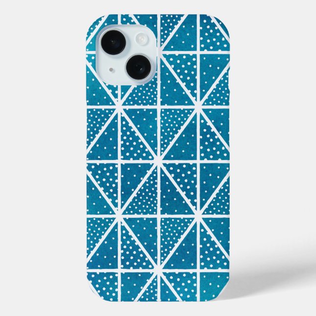 Funda De Case-Mate Para iPhone Patrón geométrico azul Puntos triangulares moderno (Reverso )