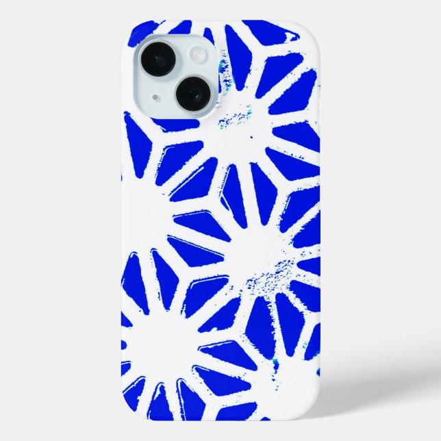 Funda De Case-Mate Para iPhone patrón geométrico azul real (Reverso )